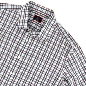 UnTuckIt Men's Plaid Slim Fit Button-Up Dress Shirt pink Black Size Large